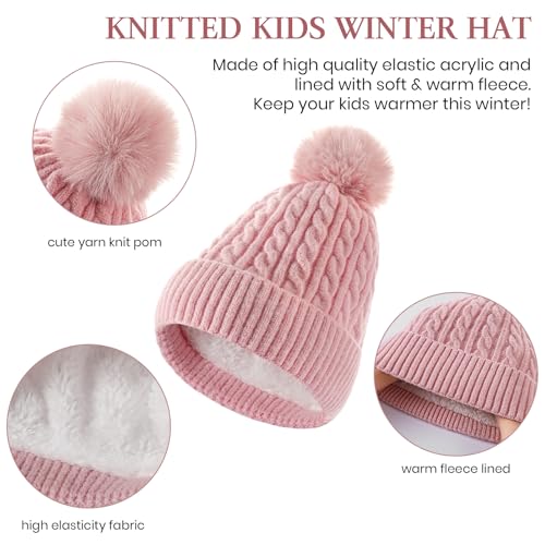Clothclose ETTZ Kids Winter Hat Gloves Scarf Set Pink 20252