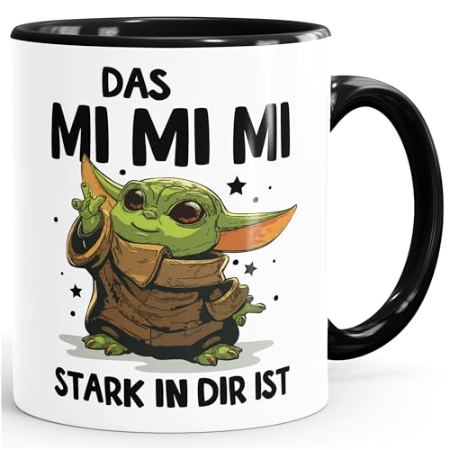 MoonWorks Kaffee-Tasse mit Spruch Das Mimimi stark in dir ist Baby Bürotasse lustige Kaffeebecher Weiss-innen-schwarz standard – Ansicht 1