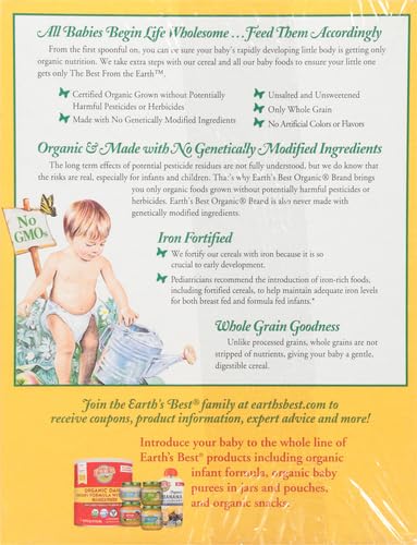 Earth'S Best 1-244 Organic Baby Food, Whole Grain Oatmeal Cereal thumb #2