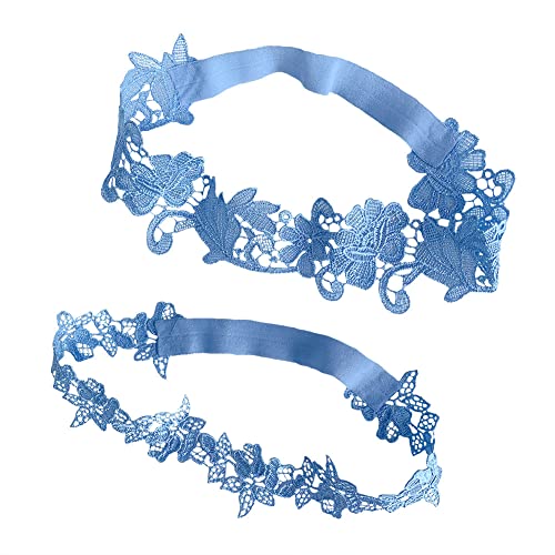 Cicitoywo Wedding Garters For Bride, 2 Pieces Lace Bridal Garter Set, Women's White Garter Belt Wedding Bridal Garter Prom Garter Bridal Accessories Lingerie Leg Garter Belts (Blue/Lace) #TOP15