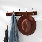 Amazon Basics Wall-Mounted Coat Rack, 5 Hook, Light Walnut | Farmhouse, Rectangular - Image 5