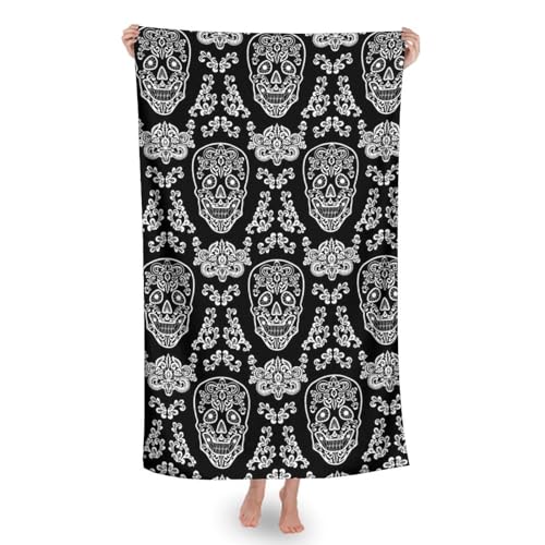 Toalla Sauna Calavera De Azúcar Toalla Gimnasio Suaves Toalla Playa Microfibra Toalla para SPA Ducha Gimnasio 80X130Cm
