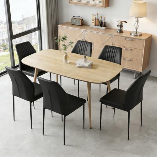 JIEXI Ensemble de Table de Salle à Manger Moderne pour 6 Personnes – Table en Bois résistante et 6 chaises, Meubles de Cuisine et de Salle à Manger,...