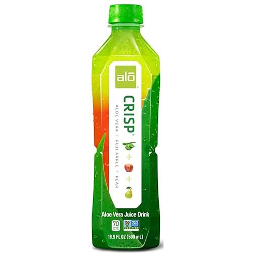 Alo Crisp Fuji - Bebida de jugo de aloe vera de manzana y guisante, 16.9 onzas, 12 por caja.