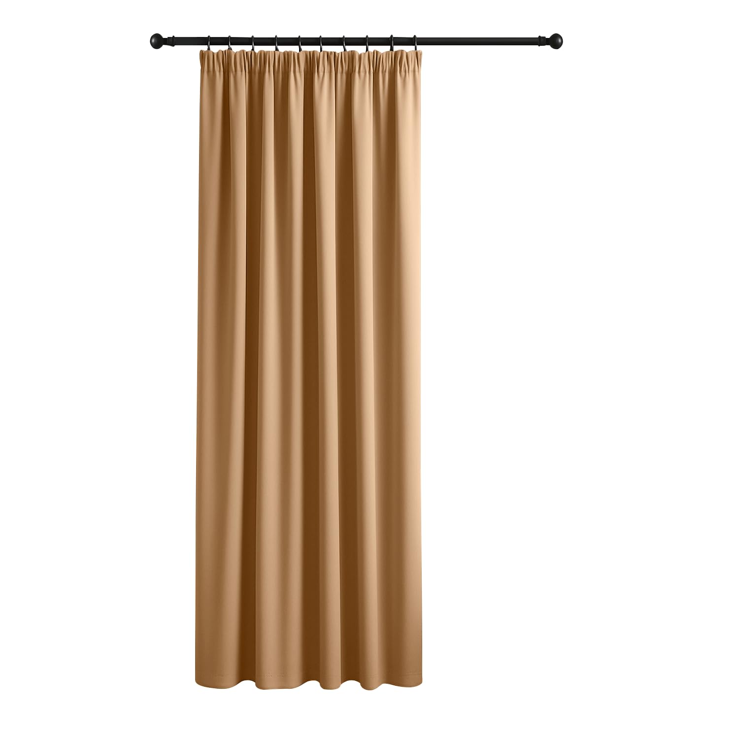 Yorkshire Bedding Super Soft Pencil Pleat Curtains 66x84 inch drop Thermal Insulated Energy Saving Beige Curtain Tape Top Door Curtains for Living Room 1 Panel with Tiebacks