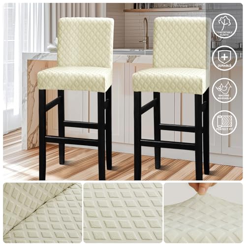 Image of Lellen Bar Stool Covers Jacquard Pattern Bar Stool Chair Covers Bar Chair Covers Barstool Covers Slipcovers Pub Counter Stool Chair Covers Counter Height Stool Seat Covers Barstool Slipcovers