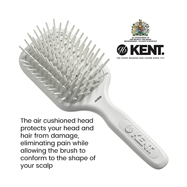 Kent AH8W Airhedz Cushion Paddle Brush - Scalp Massager and Detangler Brush - The Hair Brush for Thick Hair - Scalp Massager Hair Growth Stimulator - Hair Detangler and Curly Hair Brush