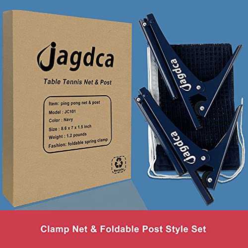 Jagdca Professional Table Tennis Net Post Set, Ping Pong Net Clamp Adjustable Equipment, Foldable Grip Holder Training Game Accessories, Portable Practice Mesh Clip Kit Indoor Outdoor (Navy) #TOP6
