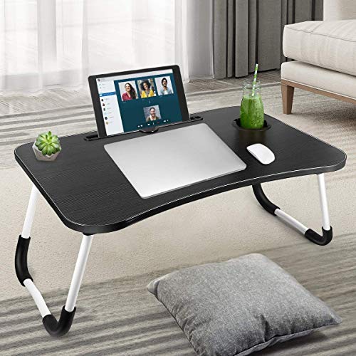 Laptop Desk for Bed, Foldable Laptop Table, Portable Laptop Bed Tray Table with Foldable Legs, 2021 Upgraded Lap Desk for Eating, Working, Writing, Gaming, Drawing on Couch/Sofa/Bed/Floor
