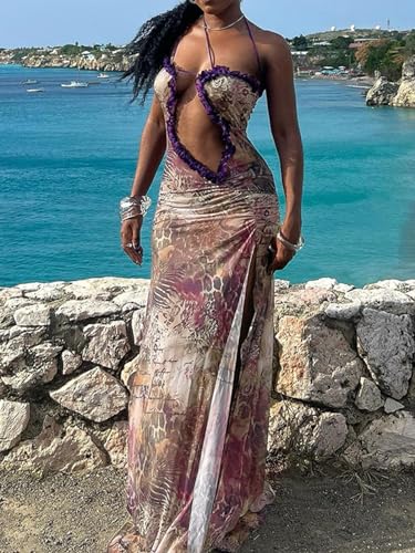 Uni Clau Women Sexy Mesh Sheer Maxi Dress Y2k See Through Low Cut Backless Bodycon Fitted High Slit Long Dress Party Dresses4