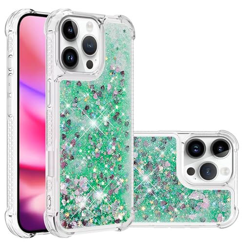 Coque iPhone 16 Pro Max silicone transparent antichoc protection paillettes vertes