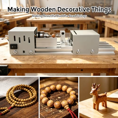 Mini Drehmaschine 125W, Drechselmaschine, Drehbank 2000-8000U/min, 7 Gang Einstellung, Mini-Holzdrehmaschine, Fräsdrehmaschine, Schneiden, Polieren, für Hobbyisten, Holzbearbeitung,Handwerk,Modellbau