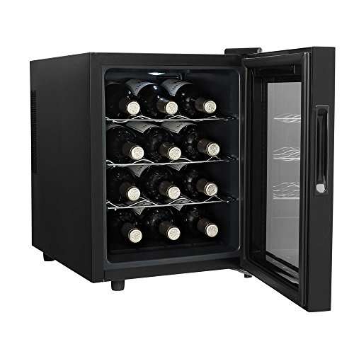 Magic Chef MCWC12B Black 12-Bottle Single-Zone Wine Cooler, Rack