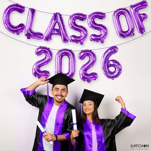 Image of KatchOn, Purple Class of 2026 Balloons - 16 Inch | Graduation Balloons Banners for Class of 2026 Decorations | Purple Graduation Decorations 2026, Grad Party Decor | Graduation Party Supplies