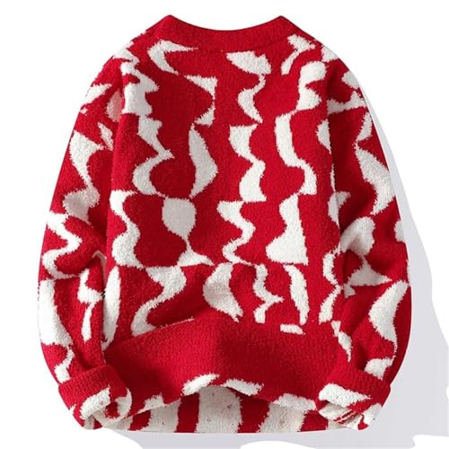 Men's Striped Knit Sweater Loose Fit Warm Pullover for Fall Winter2