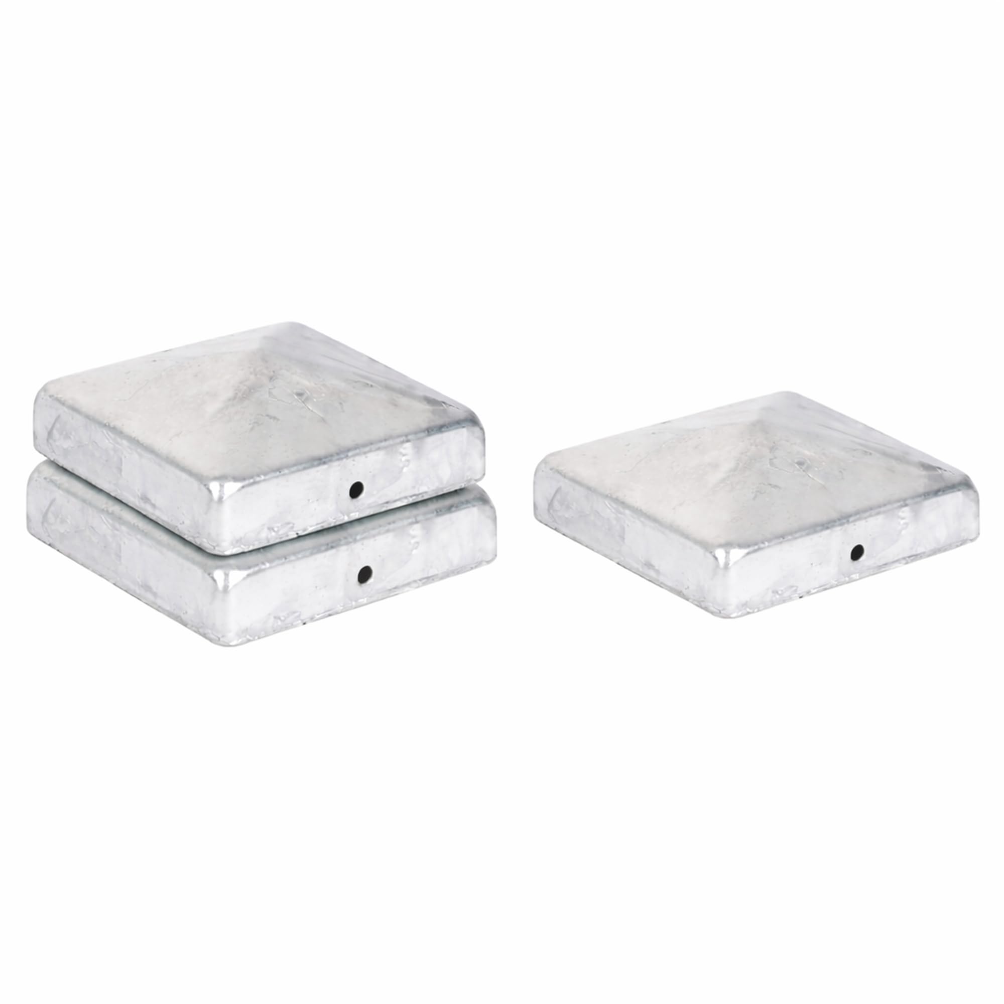 3 x Pyramid Post Caps 71 x 71mm - Hot-Dip Galvanised Steel Weatherproof - For Wooden Posts 70 x 70mm - Includes Mounting Holes