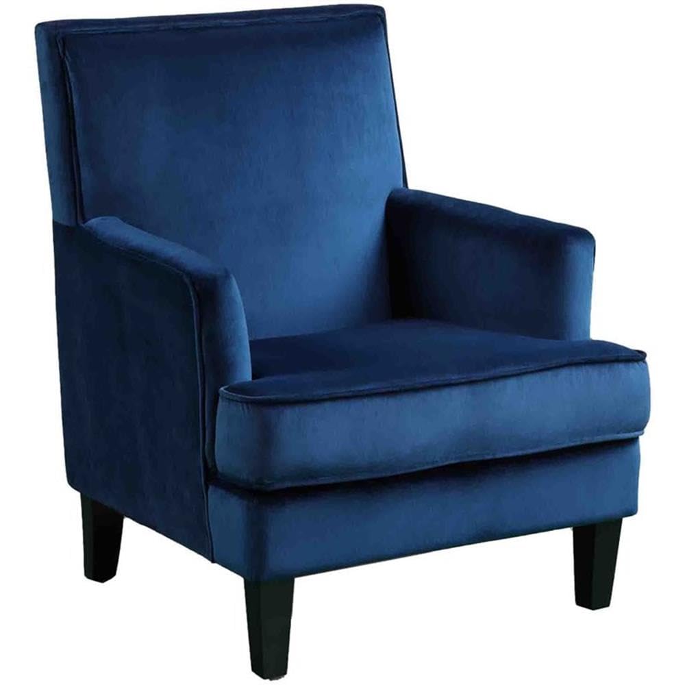 Best Master Furniture Harriet Upholstered Velvet Living Room Accent Arm Chair, Navy Blue