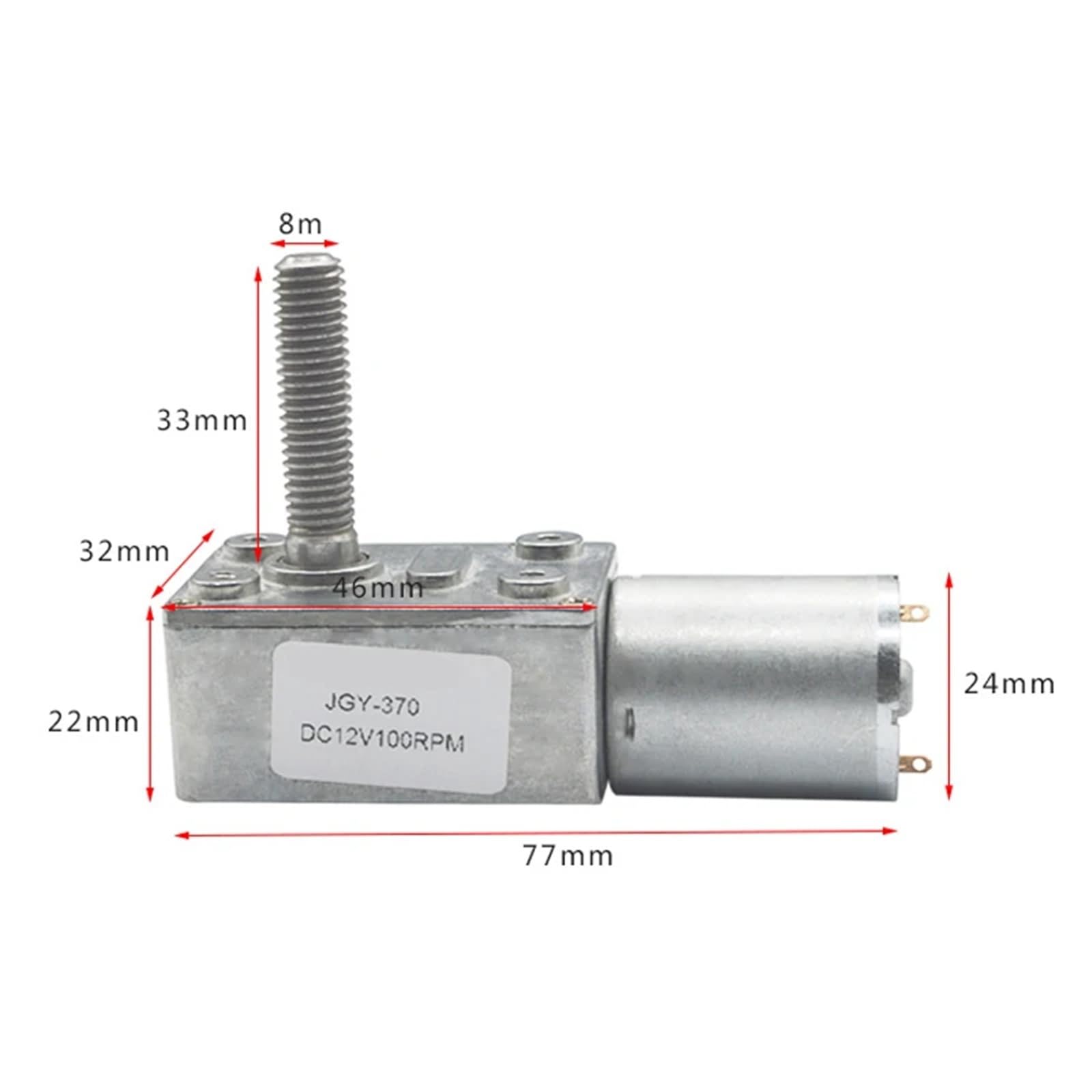 JGY-370 eje roscado M8 longitud 33mm Motor de engranaje helicoidal DC 12V reductor velocidad 6-210rpm controlador 1 Uds(210 RPM)