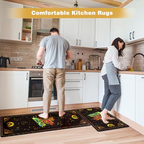 Likiyol Gothic Kitchen Rugs Sets Of 2, Butterfly Anti Fatigue Cushioned Kitchen Mat For Floor thumb #2