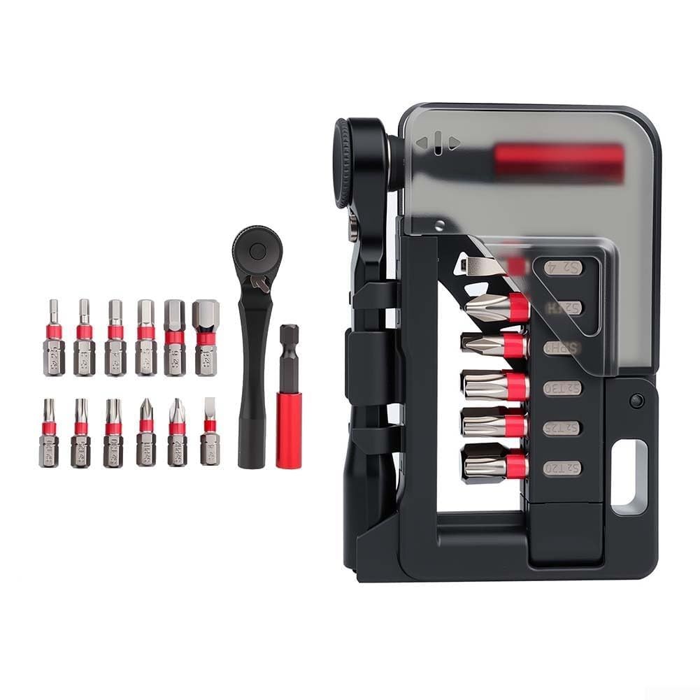 YNIYUJKL Aluminum Alloy Ratchet Wrench Set With 12 Bits Folding Sto Box For Efficient Screw Extract And Adjustment