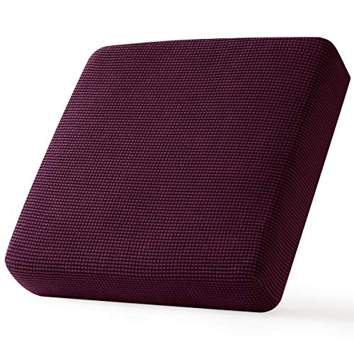 Image of CHUN YI - Cushion Cover 60 Stretch Couch Cushion Cover Replacement, Fitted Loveseat Sofa Chair Seat Slipcover Furniture Protector, Checks Spandex Jacquard Fabric, Small, Dark Magenta