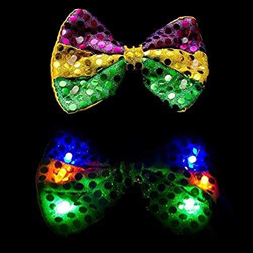 The Electric Mammoth LED Light Up Flashing Fedora and Bow Tie Combo (Mardi Gras)