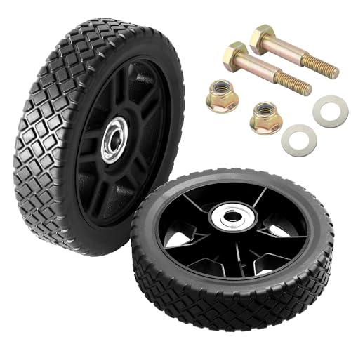 AR-PRO 6-Inch Lawn Mower Wheels - Replacement 6 Push Lawn Mower Wheels with 1-1/2 Width Hub and 1/2 Bearings - Fit for Standard Lawn Mowers Pressure Washers Generators and More (2-Pack)