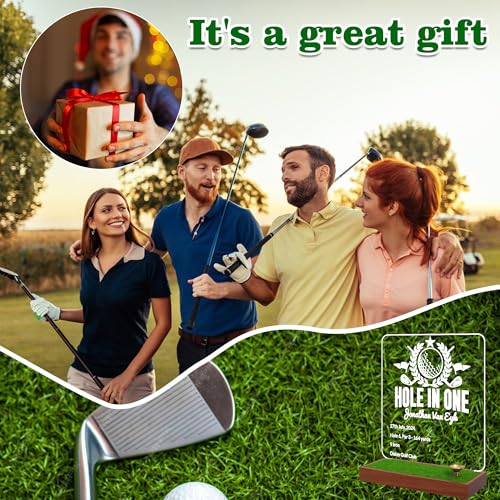 Image of YuanDian Hole in One Display, Custom Acrylic Memorabilia Stand Holder with Wood Base, for Single Ball Souvenir Golfball Collections,Great Gift for Golfers Golf Lovers
