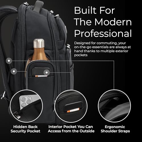 Image of Briggs & Riley Large Cargo Backpack for Women & Men - Laptop Backpack, For Work & Travel, Spacious & Durable, Padded Straps, Fits up to 17 inch Laptop - @work Collection, Black