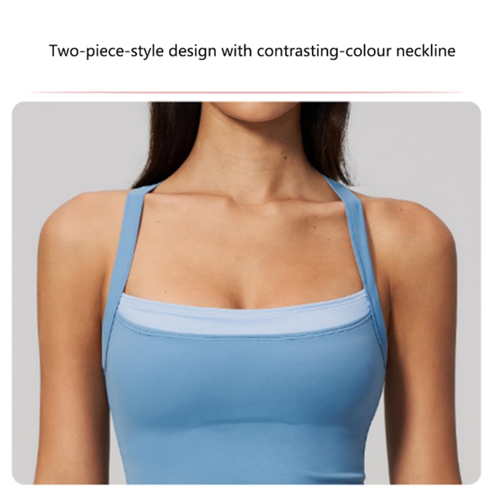 Conjunto de Yoga Dos Piezas Camiseta Tirantes y Mallas Deportivas