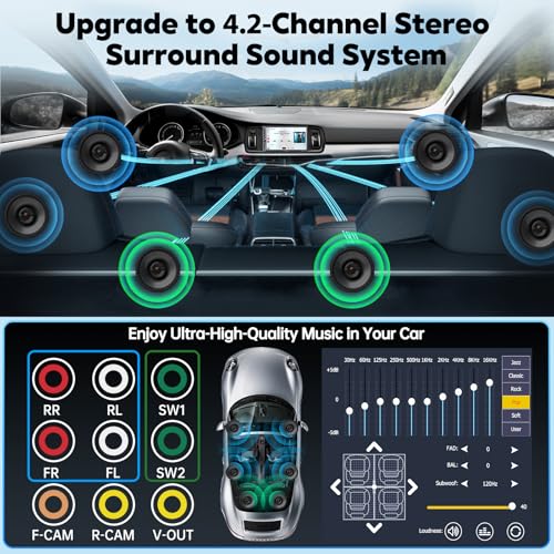 Image of [QLED Screen Upgrade] 7 inch Double Din Car Stereo with Wireless Apple CarPlay and Android Auto, 240W Powerful Sound, 4.2-Channel Audio Output, Bluetooth, MirrorLink, Backup Camera, AM /FM Car Radio