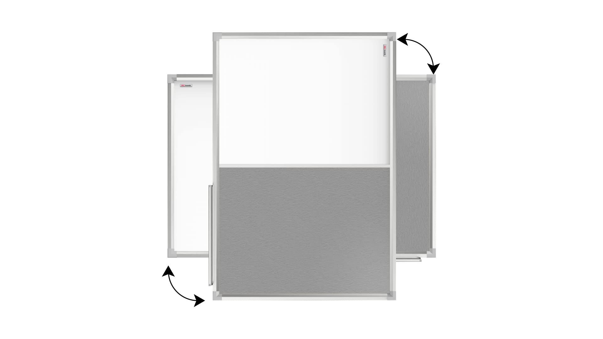 ALLboards Kombitafel 2 in 1 Magnettafel & Grau Filz-Pinnwand mit Aluminiumrahmen 120x90cm, Textiltafel Whiteboard