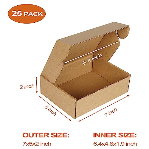 RLAVBL 25 Pack 178x127x51 mm (7x5x2 in) Shipping Boxes Small Brown Corrugated Cardboard Box for Packing Mailing - Image 3