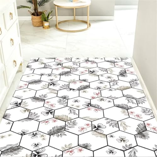 Grand tapis décoration de table et entrée style classique hexagonal gris - 2