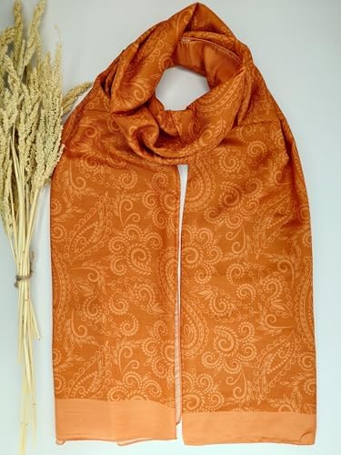 MutluHan Paisley Desen Vintage Başörtüsü | Kiremit Turuncusu | Lüks & Konforlu Kadın Fular| Özel Günler, Günlük ve İş Kullanımı İçin (Business Casual, Gece, Gündelik, Hediyelik) - Görsel 2