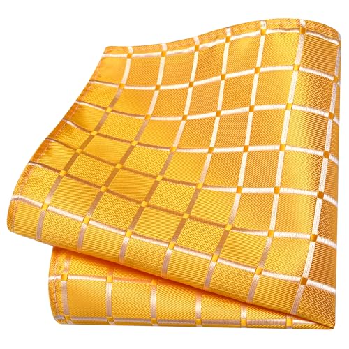 Image of GUSLESON 3.15 inch(8cm) Mens Tie and Lapel Pin Plaid Checkered Necktie Hankerchief Cufflinks Set for Men