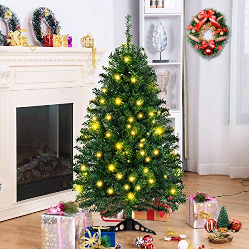 Tangkula Artificial Christmas Tree with PVC Base Decoration for Christmas Hogra Green Party