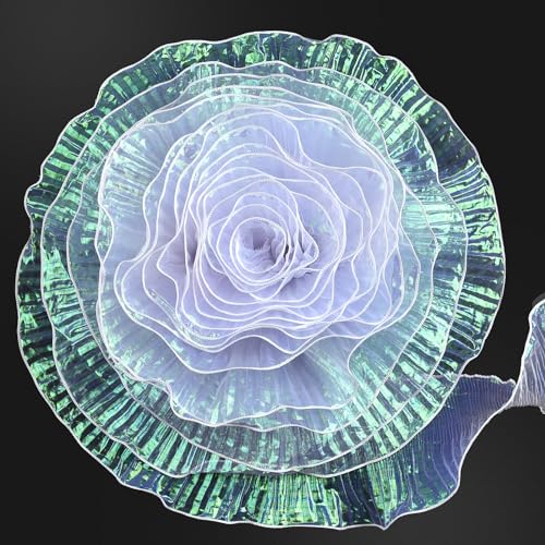 Tissu en dentelle plissée irisée blanc pour décoration et loisirs créatifs