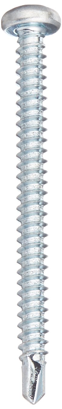 Small Parts 0832KQP Steel Self-Drilling Screw, Zinc Plated Finish, Pan Head, Square Drive, #2 Drill Point, #8-18 Thread Size, 2" Length (Pack of 50)