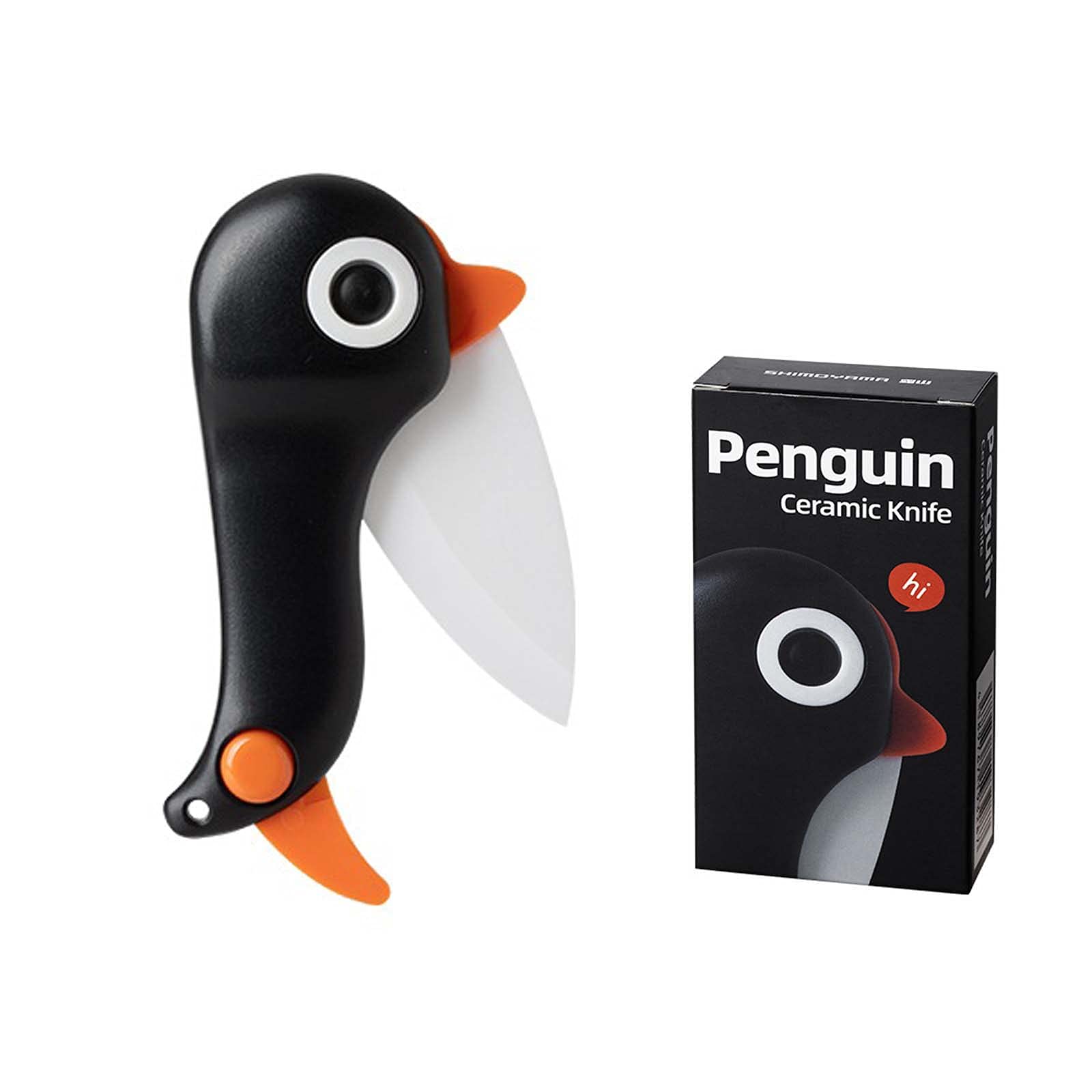 ATGRTREE Ceramic Paring Knife, Penguin Shaped Pocket Folding Knife, Super Sharp Blade 2 inch, Fruit Peeling Vegetable Cutting (Black, 1 PACK)