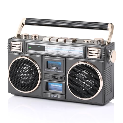 ANTPO Retro Vintage Radio Bluetooth Speakers Vintage Decor Small Wireless Speakers Stereo Radio Portable FM...