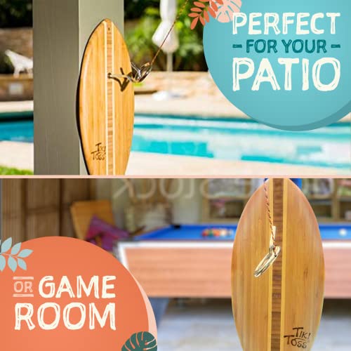 image for Tiki Toss Ring Toss Game for Adults - 12.3 Inch Surfboard Edition - Ho