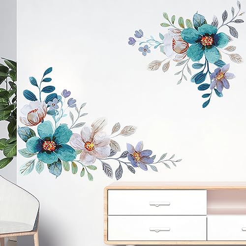 Sticker de pared vinílico con flor Daisy Gerbera azul-verde miniatura 4