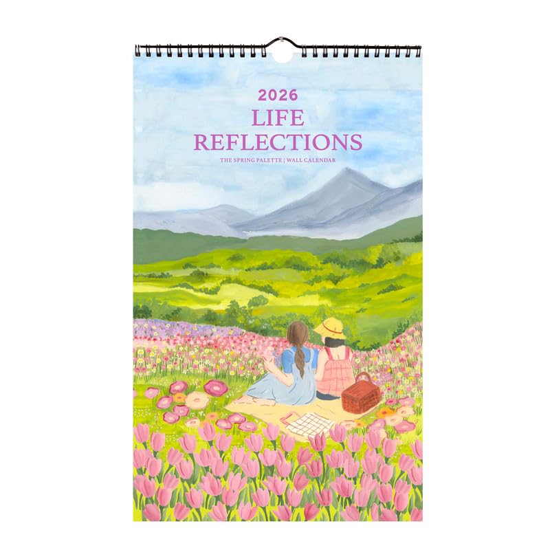 Life Reflections Wall Calendar 2026 | The Spring Palette |350 GSM | Hand Illustrated | Contains Sticker Sheet | Gold Wiro | Notes, scheduling and planning | Motivational Calendar