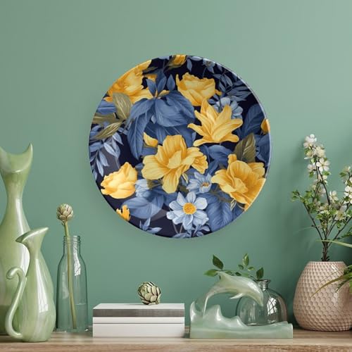 Plato decorativo de porcelana azul con base 6 pulgadas miniatura 5