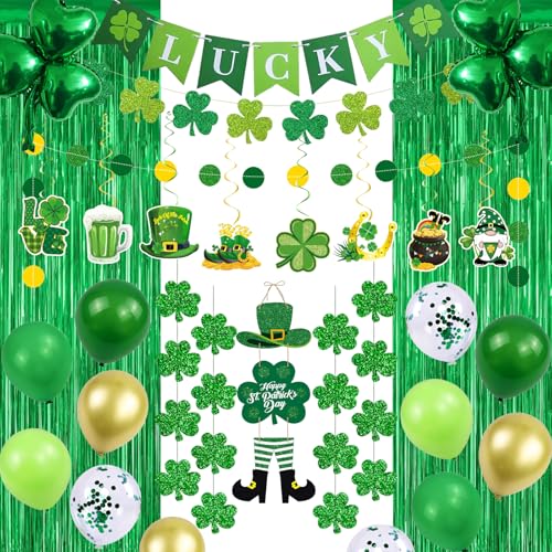 Bannière trèfle et rideaux aluminium kit Saint-Patrick