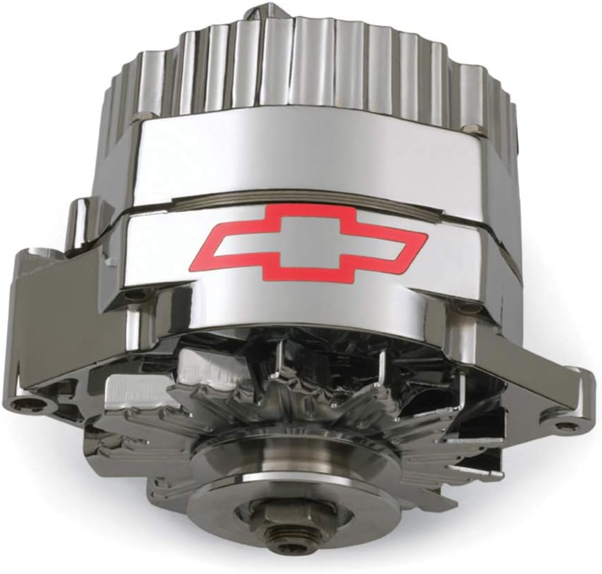 ProForm Alternator, 80 amp, 12V, Internal Regulator, Single V-Belt Pulley, GM Logo, Chrome, GM, Each (141-659)