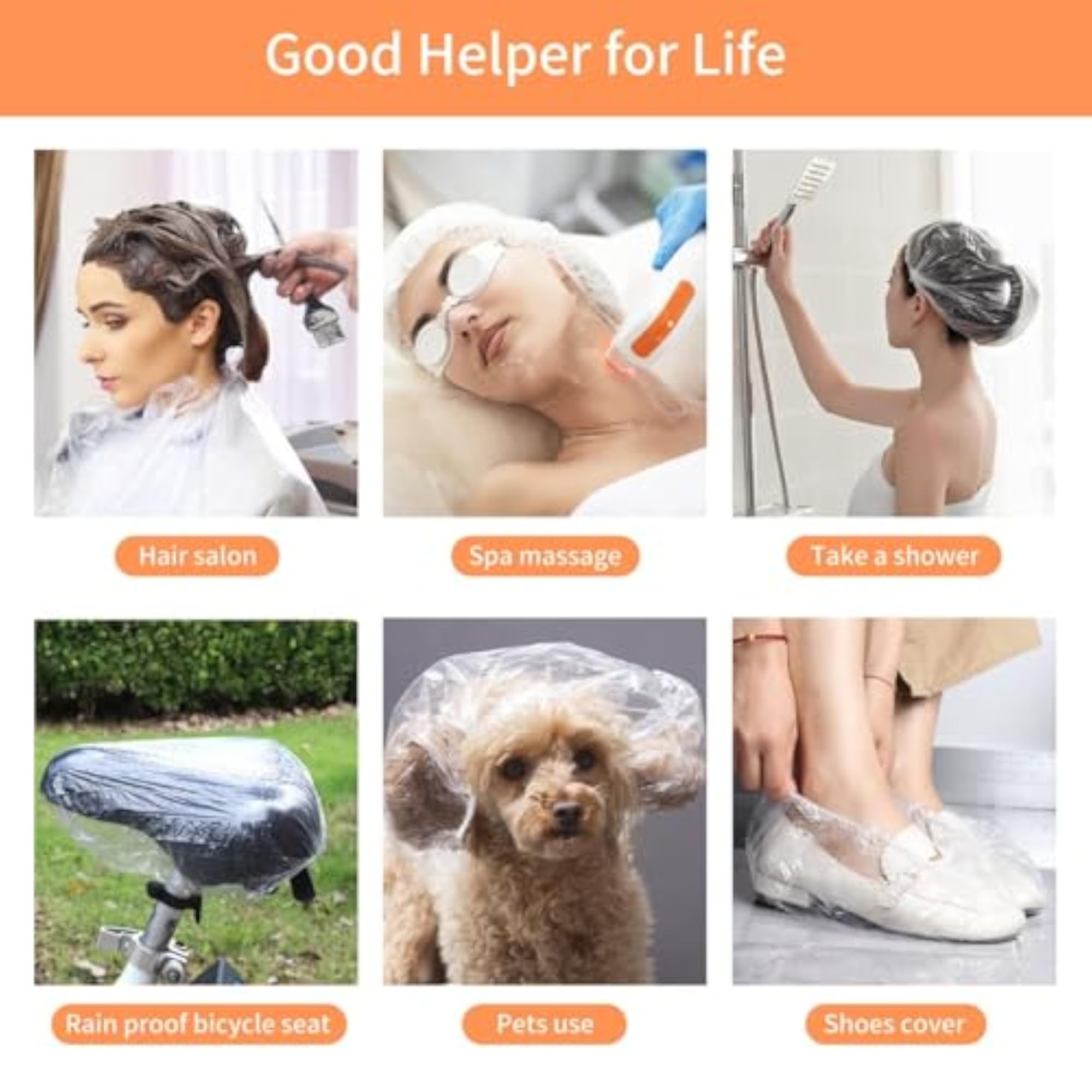Shower Cap Pack of 50, Reusable Waterproof