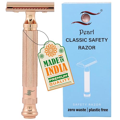 Image of PEARL Shaving Double Edge Close Comb Safety Razor L-55 (Mellow Apricot) Made With Brass Metal Father Day Gift Option