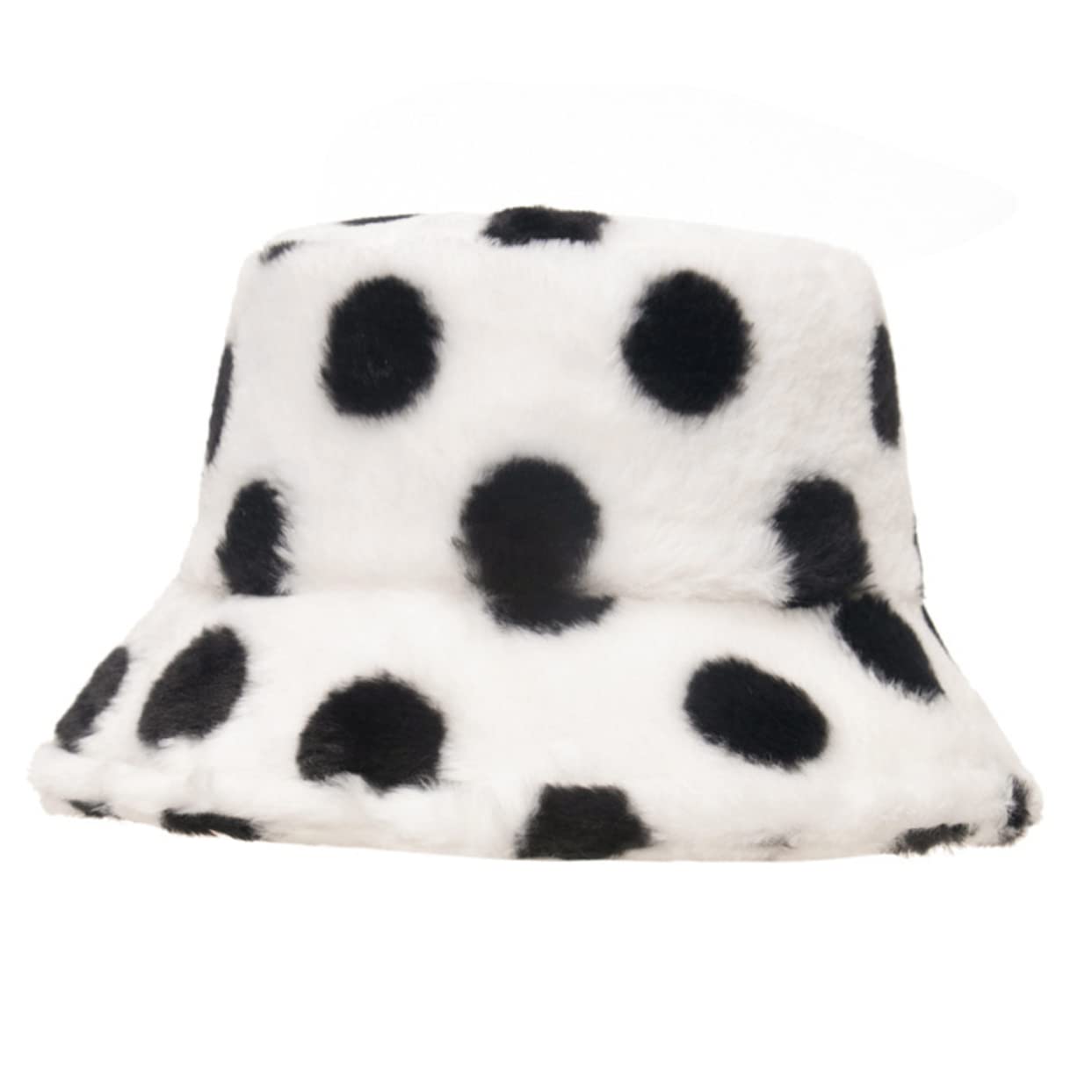 CONGARTENO 1Pc Plush Dot Pattern Fisherman Hat Warm Bucket Hat for Women Stylish Fashion Accessory Comfortable and Durable for Outdoor Activities and Daily Wear Black